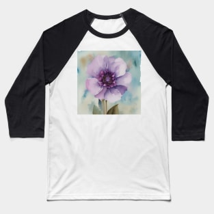 Large Purple Watercolour Flower Baseball T-Shirt